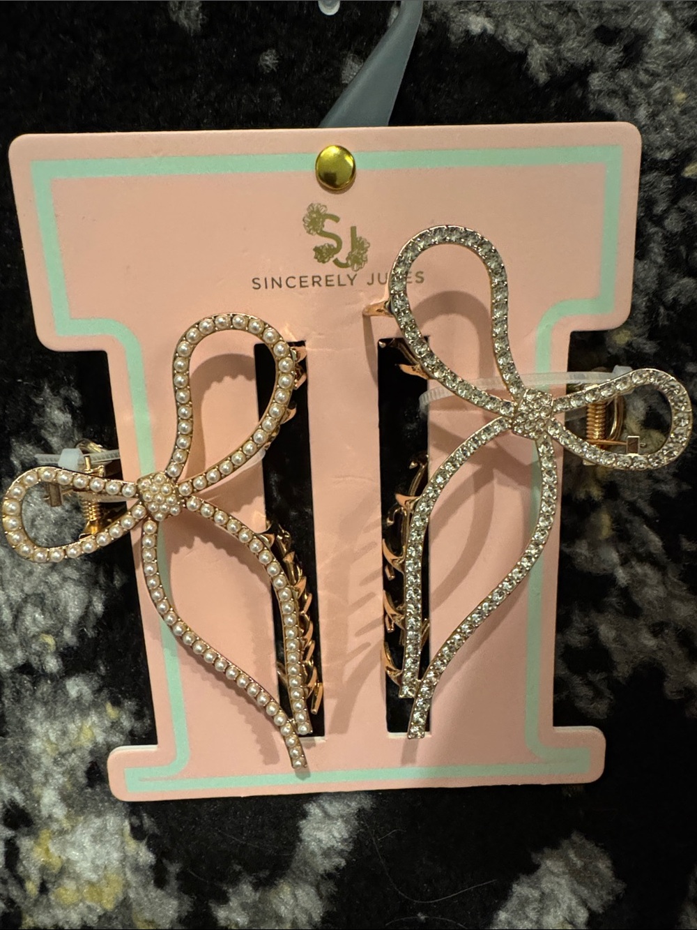 Sincerly Jules Crystal Metal Bow Hair Claw Clip Set NEW 🏷️